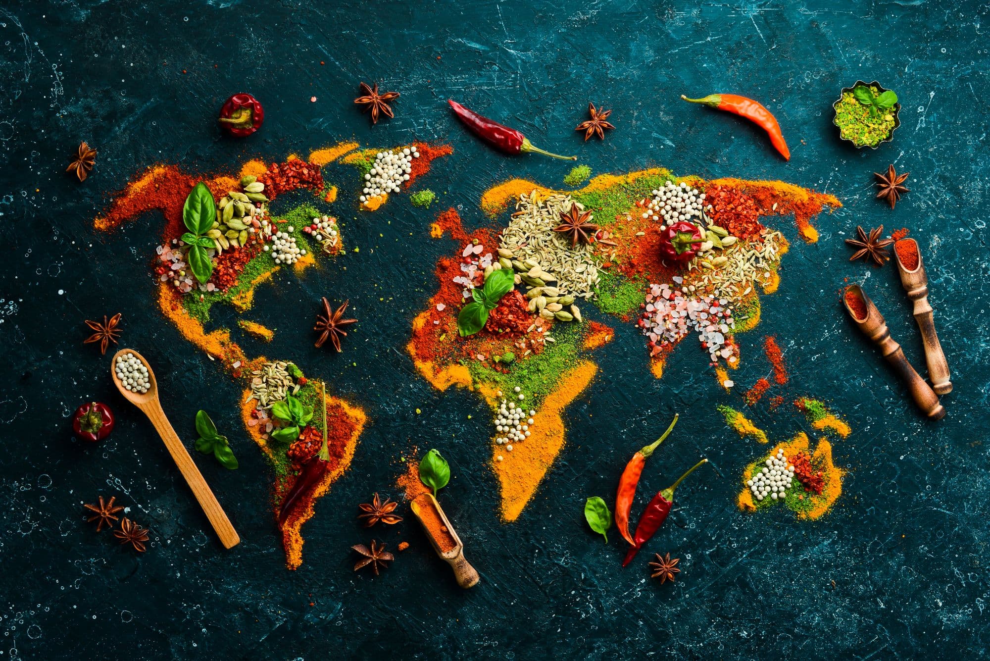 Assortment of premium whole and ground spices for export